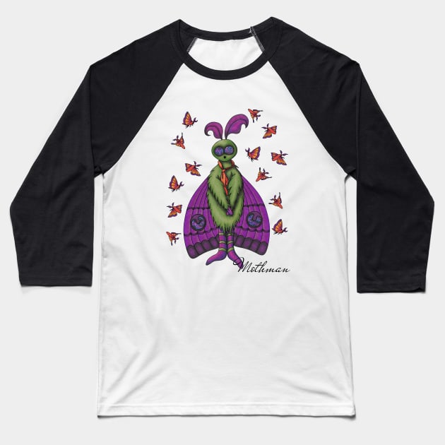 Cute Cryptid -Mothman Baseball T-Shirt by TJWArtisticCreations